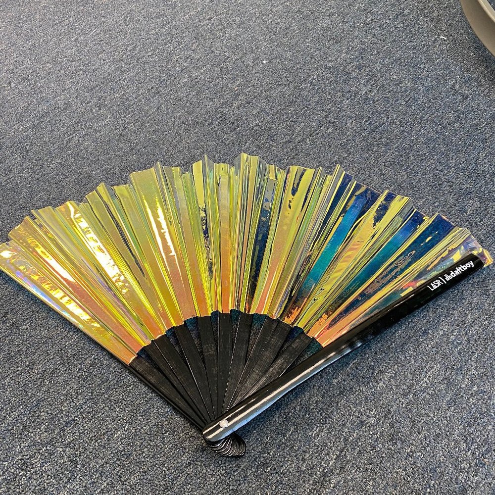 PRE-LOVED LASR - Warrior Iridescent Fluid Rave Fan- MISC006